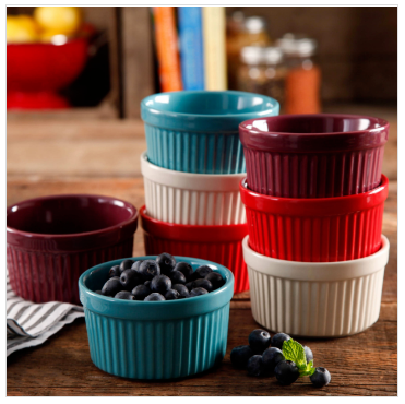 Picture of 3.5 inch(1 pc) trendy ceramic sause Bowls，colorful Candy Colored Ceramic Pudding Baking Cake Snack  sause  Dipping Bowl Household Tableware