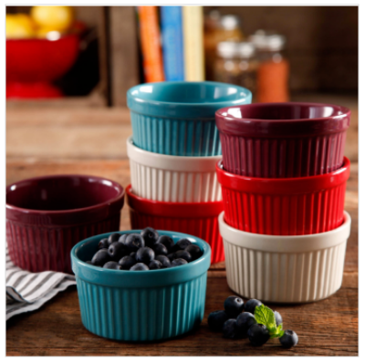 Picture of 3.5 inch(1 pc) trendy ceramic sause Bowls，colorful Candy Colored Ceramic Pudding Baking Cake Snack  sause  Dipping Bowl Household Tableware