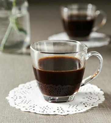 Picture of Glass Square Tea Cup 6 pieces and Saucer 6 pieces Set - 4 kuna - Coffee Mug