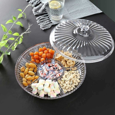 Picture of Transparent Acrylic Plate dry Fruit Plate Compartment With Cover