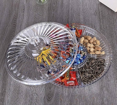 Picture of Transparent Acrylic Plate dry Fruit Plate Compartment With Cover