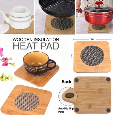 Picture of Square Shape Heating Insulation / Resistant Natural Bamboo Wooden Coaster Heat Pad