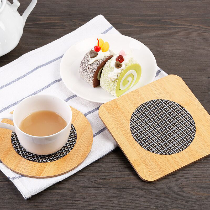 Picture of Square Shape Heating Insulation / Resistant Natural Bamboo Wooden Coaster Heat Pad