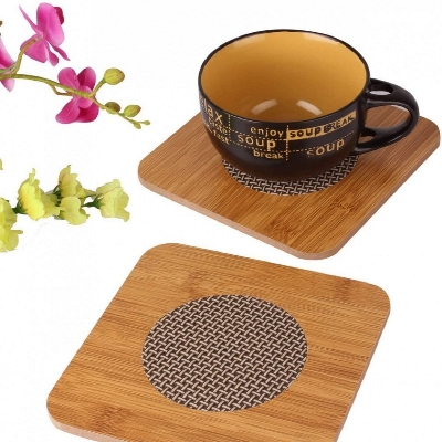 Picture of Square Shape Heating Insulation / Resistant Natural Bamboo Wooden Coaster Heat Pad