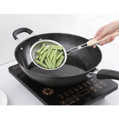 Picture of Frying strainer/Large Oil Strainer With plastic Handle/Tel Chakni -Stainless Steel