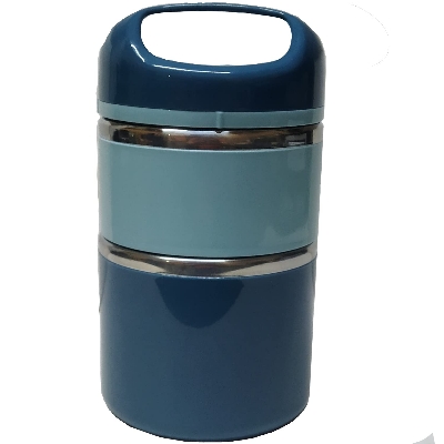 Picture of Tedemei 3 layers 1.43L with handle portable leak-proof Filled PU Foam inner stainless steel bowl student bento lunch box