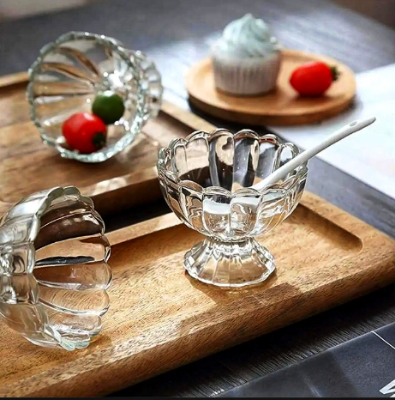 Picture of Crystal Clear Glass Ice Cream/Dessert Bowl Set (6 Pieces) OLiLA N008