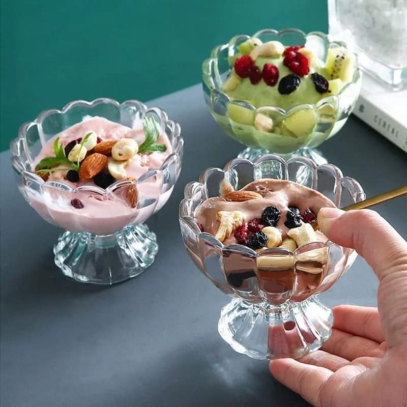 Picture of Crystal Clear Glass Ice Cream/Dessert Bowl Set (6 Pieces) OLiLA N008