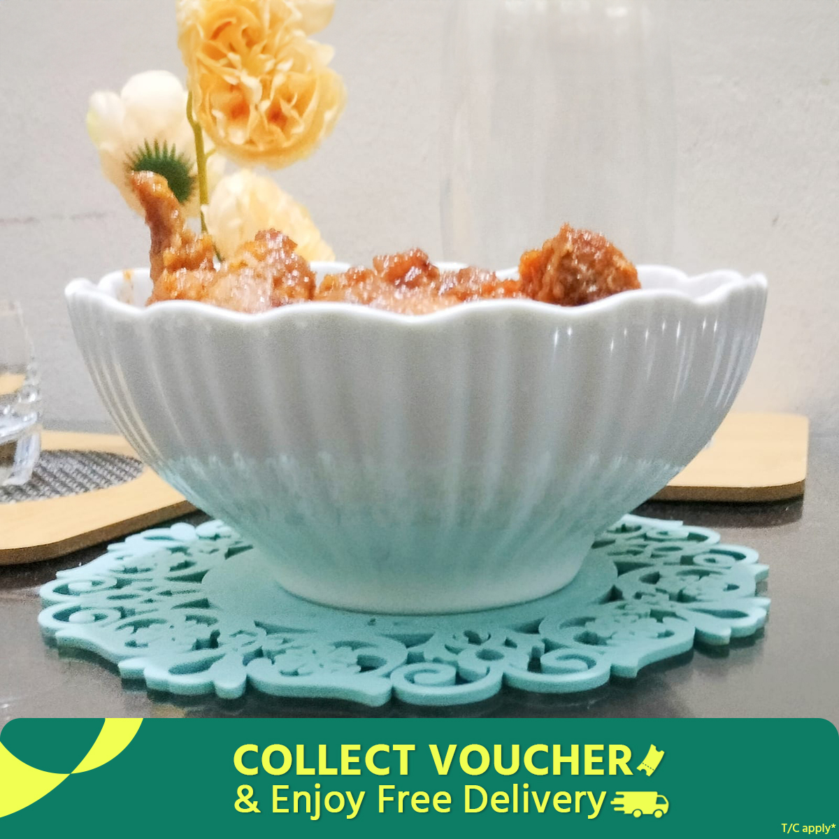 Picture of Ceramic curry bowl /Beef bowl /Chicken bati LOTUS CABAGE SHAPE