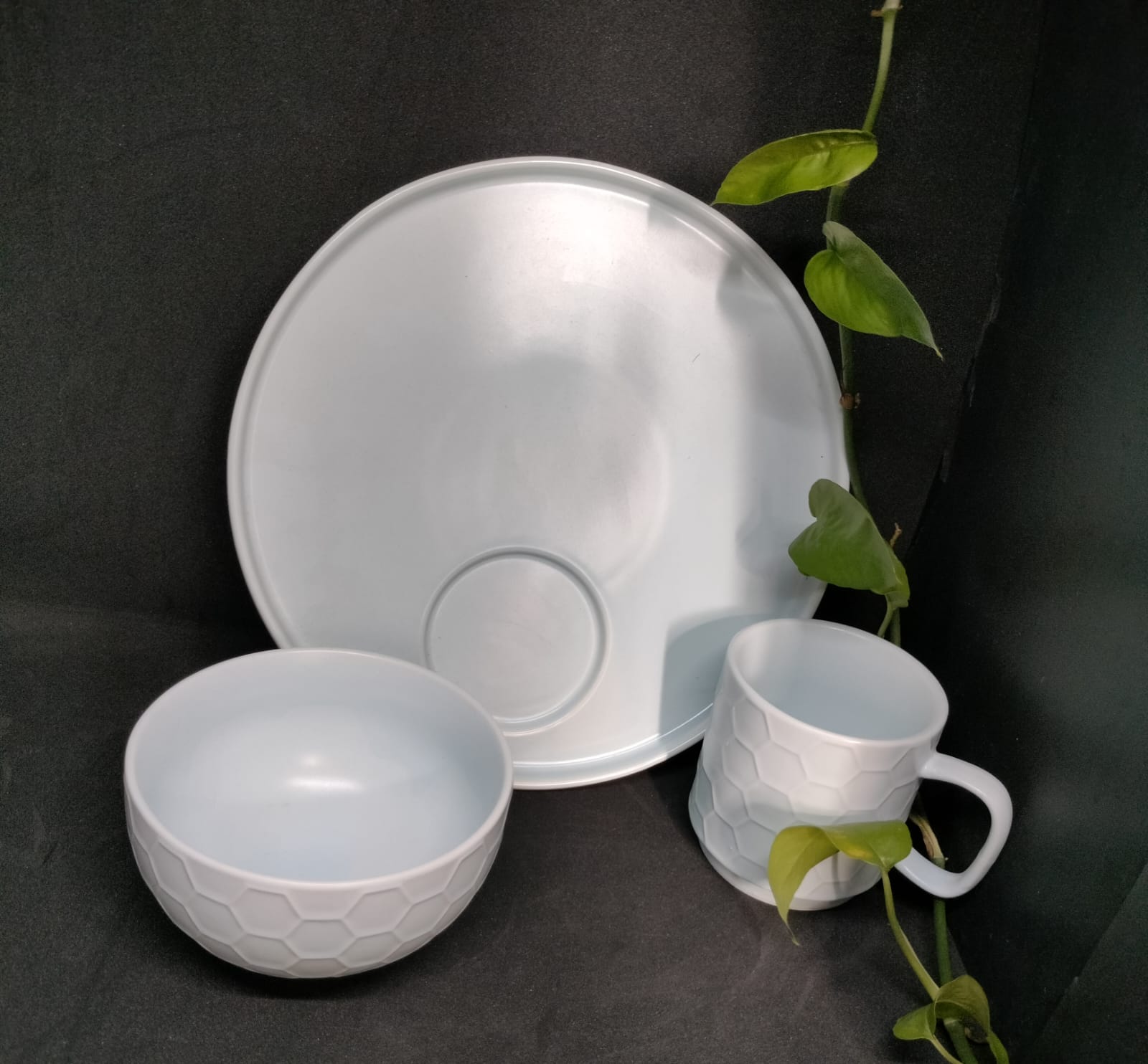 Picture of Ceramic soup mug tray set 3 pis set snacks set