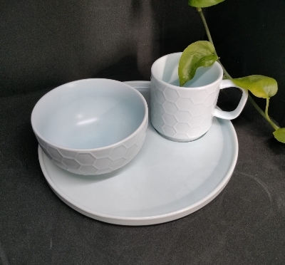 Picture of Ceramic soup mug tray set 3 pis set snacks set