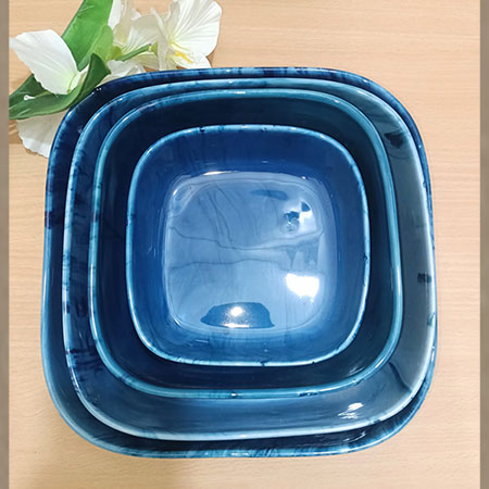 Picture of 4pis Square ceramic murbel color Serving Dish,