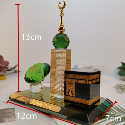 Picture of Miniature Figurines Garden Ramadan Crafts Muslim Kaaba Clock Tower Model Islamic Architecture Handicrafts Home Desktop Decor