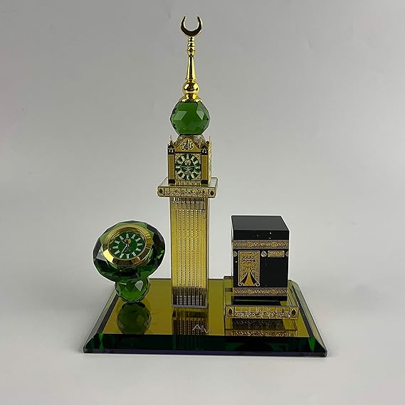 Picture of Islamic Crystal Kaaba with Clock Tower Miniature Model Showpiece