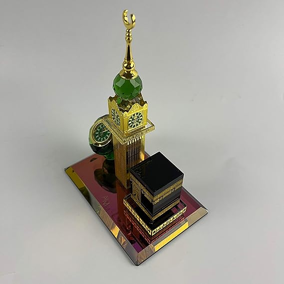 Picture of Islamic Crystal Kaaba with Clock Tower Miniature Model Showpiece