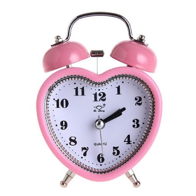Picture of Heart Shape Bell Alarm Clock No Ticking Silent Night Light Time Clocks for Kids Girls Bedroom Snooze Wake Up Clocks Gift