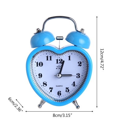 Picture of Heart Shape Bell Alarm Clock No Ticking Silent Night Light Time Clocks for Kids Girls Bedroom Snooze Wake Up Clocks Gift