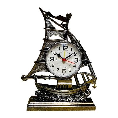 Picture of Table Alarm Clock Ornament Sailing Statue Sailboat Shape Bedside Clocks for Office Bedroom Living Room