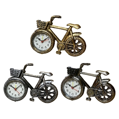 Picture of Bicycle Clock Bicycle Model Alarm Clock Decorative Small Retro Style Bicycle Desk Clock Desk Shelf Clock for Classroom Wedding Gift,