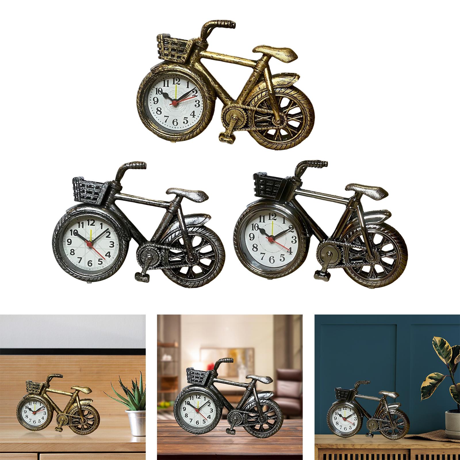 Picture of Bicycle Clock Bicycle Model Alarm Clock Decorative Small Retro Style Bicycle Desk Clock Desk Shelf Clock for Classroom Wedding Gift,