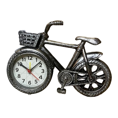 Picture of Bicycle Clock Bicycle Model Alarm Clock Decorative Small Retro Style Bicycle Desk Clock Desk Shelf Clock for Classroom Wedding Gift,