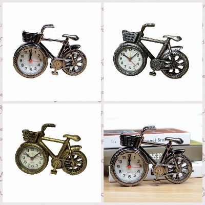 Picture of Bicycle Clock Bicycle Model Alarm Clock Decorative Small Retro Style Bicycle Desk Clock Desk Shelf Clock for Classroom Wedding Gift,