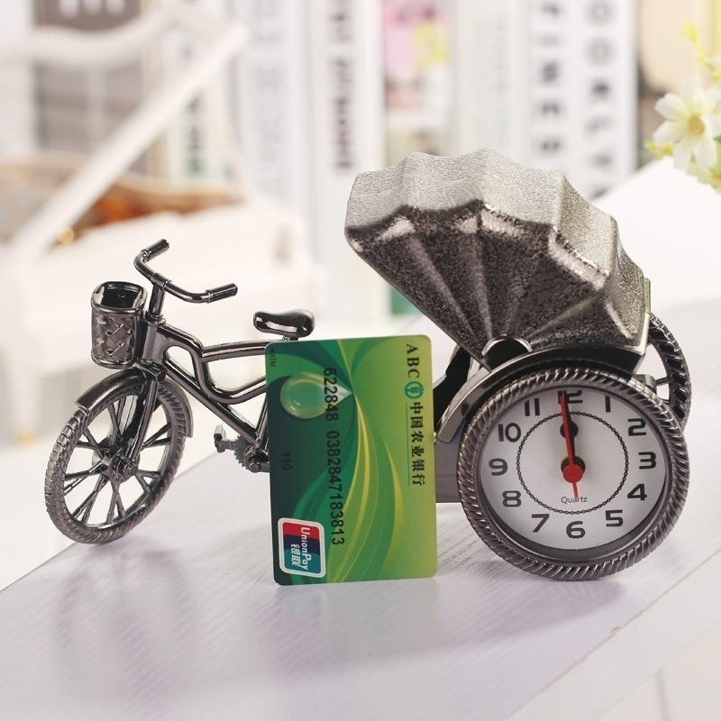 Picture of Classic Rickshaw Desk Clock Vintage Retro Alarm Shelf Clock Desktop Table Clocks Home Office Decor Birthday Gifts