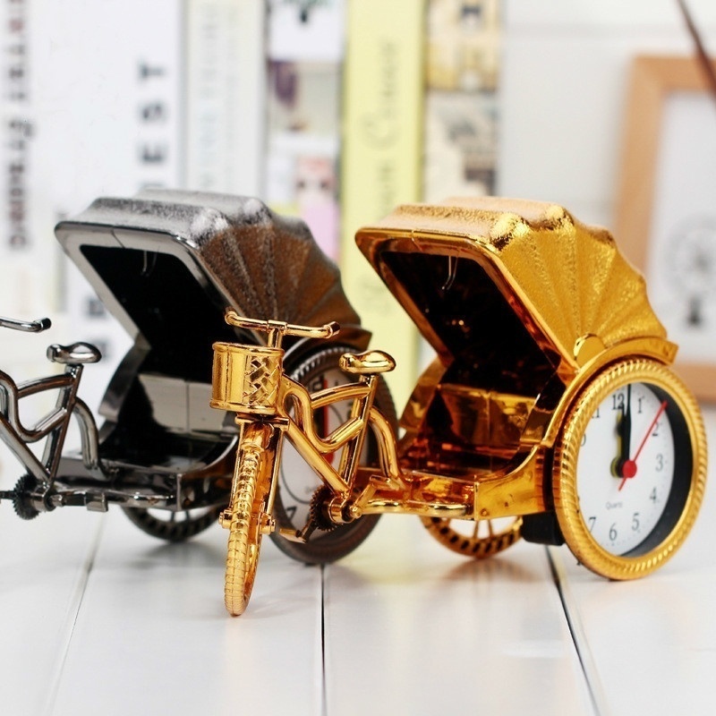 Picture of Classic Rickshaw Desk Clock Vintage Retro Alarm Shelf Clock Desktop Table Clocks Home Office Decor Birthday Gifts