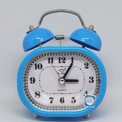 Picture of Small Analog Twin Bell Alarm Clock, Cute Triangle Shape with Backlight and Loud Alarm to Wake You Up