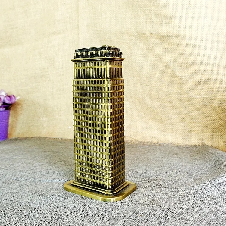Picture of 18 cm Height Flatiron Building Modern Model Creative Decor Metal Retro Home Decoration Accessories Fuller Building Figurine Ornament Souvenir
