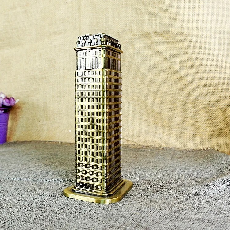 Picture of 18 cm Height Flatiron Building Modern Model Creative Decor Metal Retro Home Decoration Accessories Fuller Building Figurine Ornament Souvenir