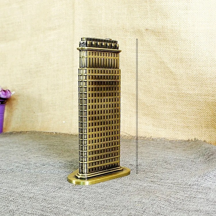 Picture of 18 cm Height Flatiron Building Modern Model Creative Decor Metal Retro Home Decoration Accessories Fuller Building Figurine Ornament Souvenir