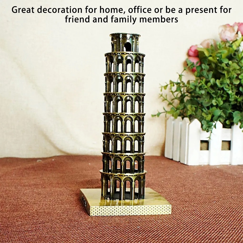 Picture of Leaning Tower of Pisa Metal Model, Bronze Alloy European Style Home Decoration, Available in Small and Large Sizes