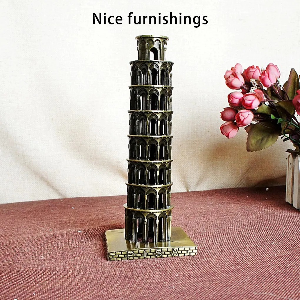 Picture of Leaning Tower of Pisa Metal Model, Bronze Alloy European Style Home Decoration, Available in Small and Large Sizes