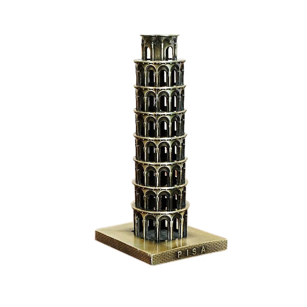 Picture of Leaning Tower of Pisa Metal Model, Bronze Alloy European Style Home Decoration, Available in Small and Large Sizes