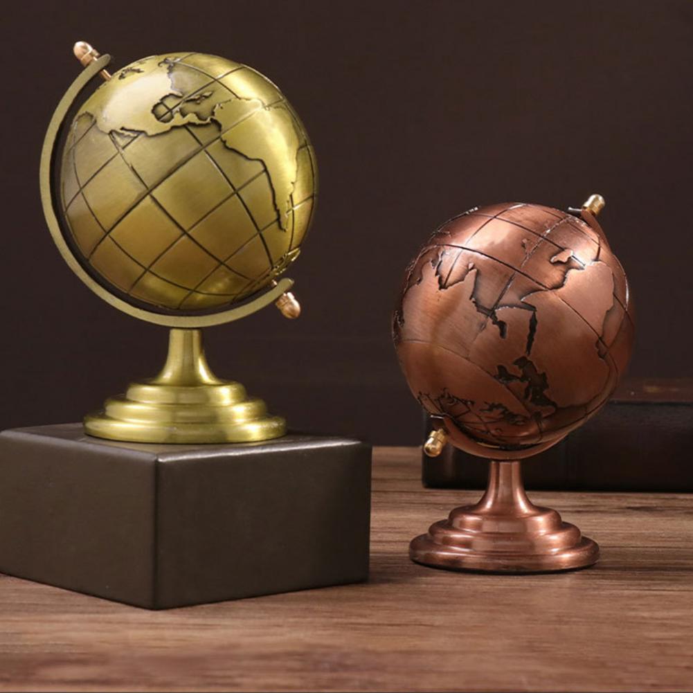 Picture of Retro 3D Globe Decoration Terrestrial Globe World Map Alloy Globe Modern Home Decor Geography Education Office Desk Accessories 1piece-(12 cm/5 inch)