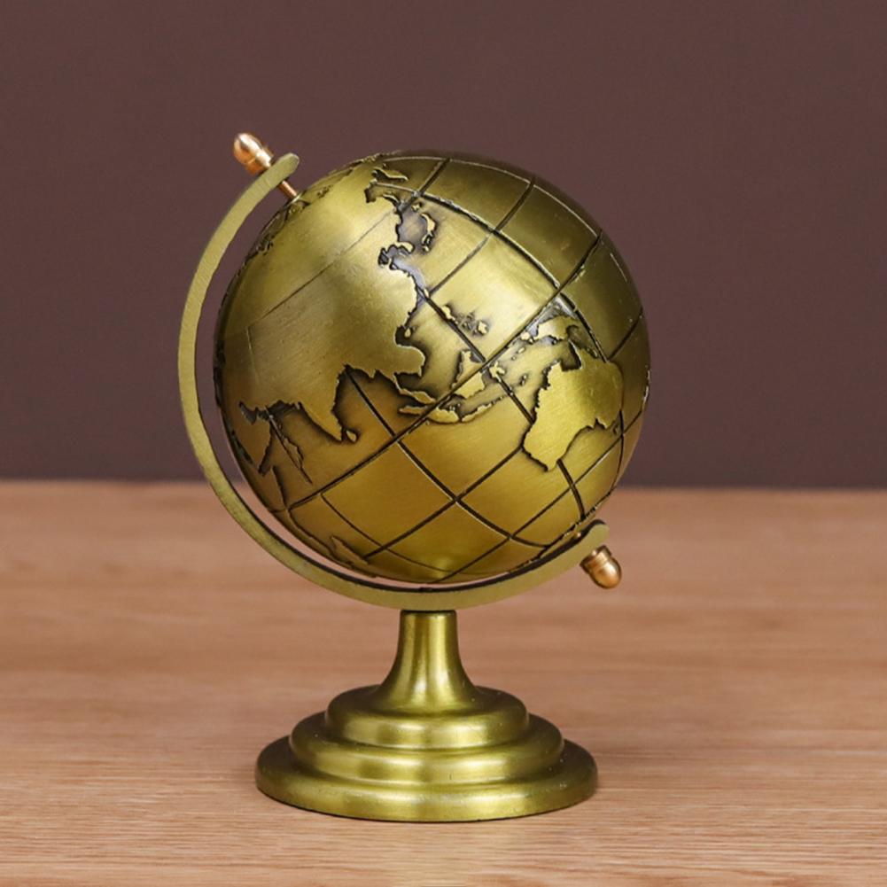 Picture of Retro 3D Globe Decoration Terrestrial Globe World Map Alloy Globe Modern Home Decor Geography Education Office Desk Accessories 1piece-(12 cm/5 inch)