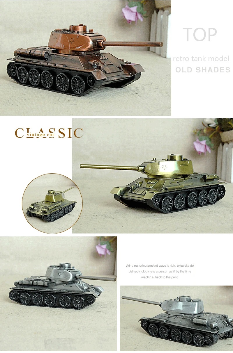 Picture of Retro War Tank Children Toys Home Decorations Metal Tank Model Photography Prop Model Living Room Decoration Iron Crafts