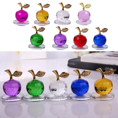 Picture of Crystal Apples Ornaments Christmas Eve Xmas Crafts Festive Birthday Gifts Beautiful Fashionable Transparent Crystal Glass Apple