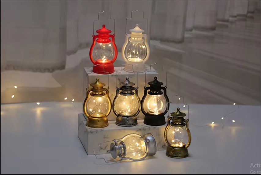 Picture of LED Vintage Lantern Battery Operated Lantern Outdoor Hanging Antique Lamp for Camping Garden Patio Home Thanksgiving Christmas