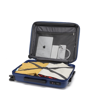 Picture of International Leaves King  Family Size TSA Lock Travel Trolley Luggage-2006 (Blue)