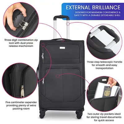 Picture of Dell High Quality Nylon Fabric & Zipper Waterproof and Washable Trolley Luggage-002(Black)