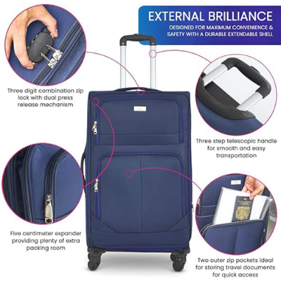 Picture of Dell High Quality Nylon Fabric & Zipper Waterproof and Washable Trolley Luggage-002(Blue)
