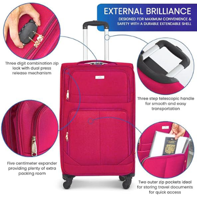 Picture of Dell High Quality Nylon Fabric & Zipper Waterproof and Washable Trolley Luggage-002(Red)