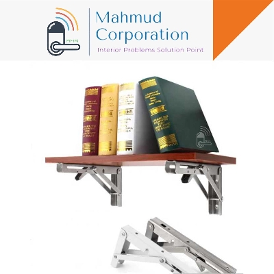 Picture of 2ps 14" Stainless Steel Folding Shelf Bench Table Bracket Marine Grade 350kg Load