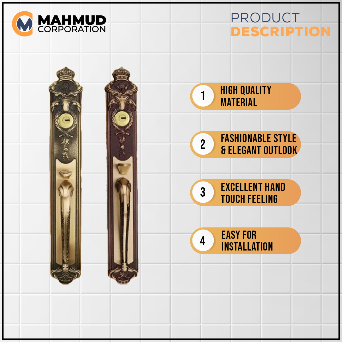 Picture of High Secure Brass Main Door Lock.