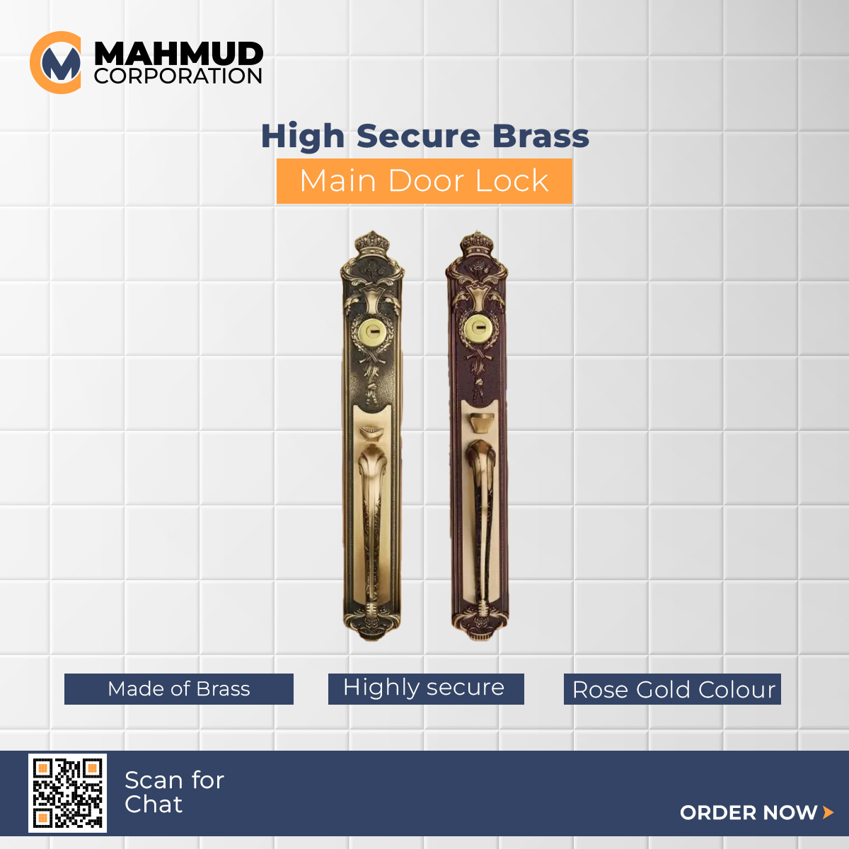 Picture of High Secure Brass Main Door Lock.