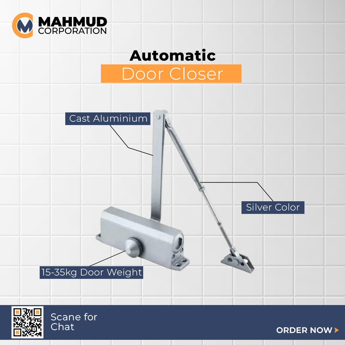 Picture of Automatic Door Closer Hydraulically Operated High Performance Home Commercial Office Hinge Easy Install Slow Closing - door bottom sealing strip