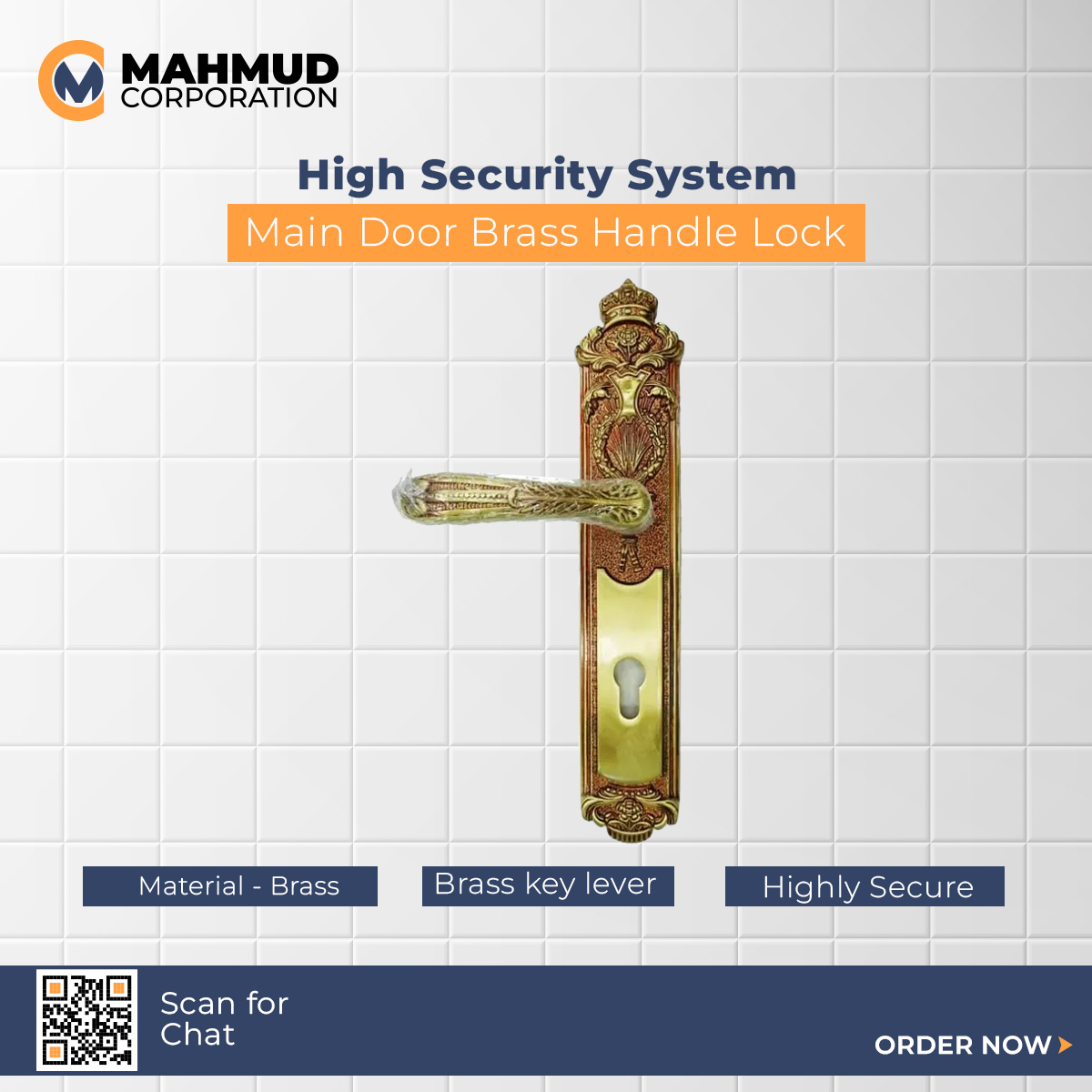 Picture of High Security System Main Door Brass Handle Lock