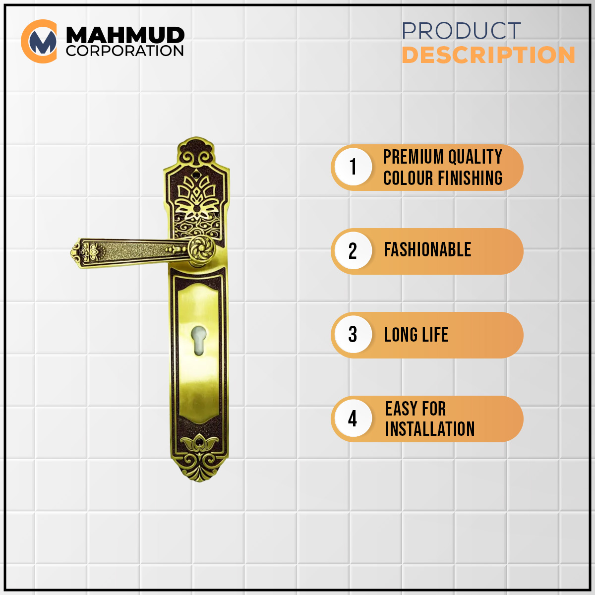 Picture of High Security System Main Door Brass Handle Lock